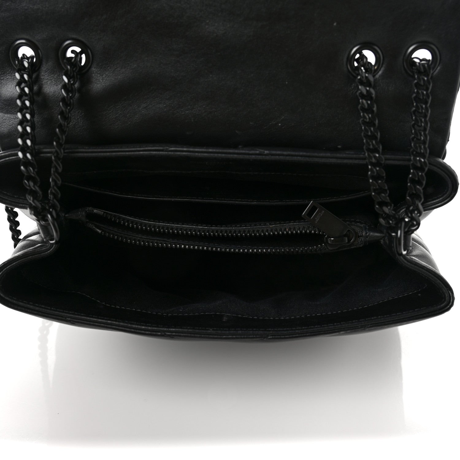 Saint Laurent Calfskin Y Quilted Monogram Monochrome Small Loulou Chain Satchel Black 5 of 14