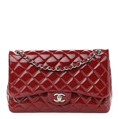 Chanel Patent Quilted Jumbo Double Flap Red 1 of 11