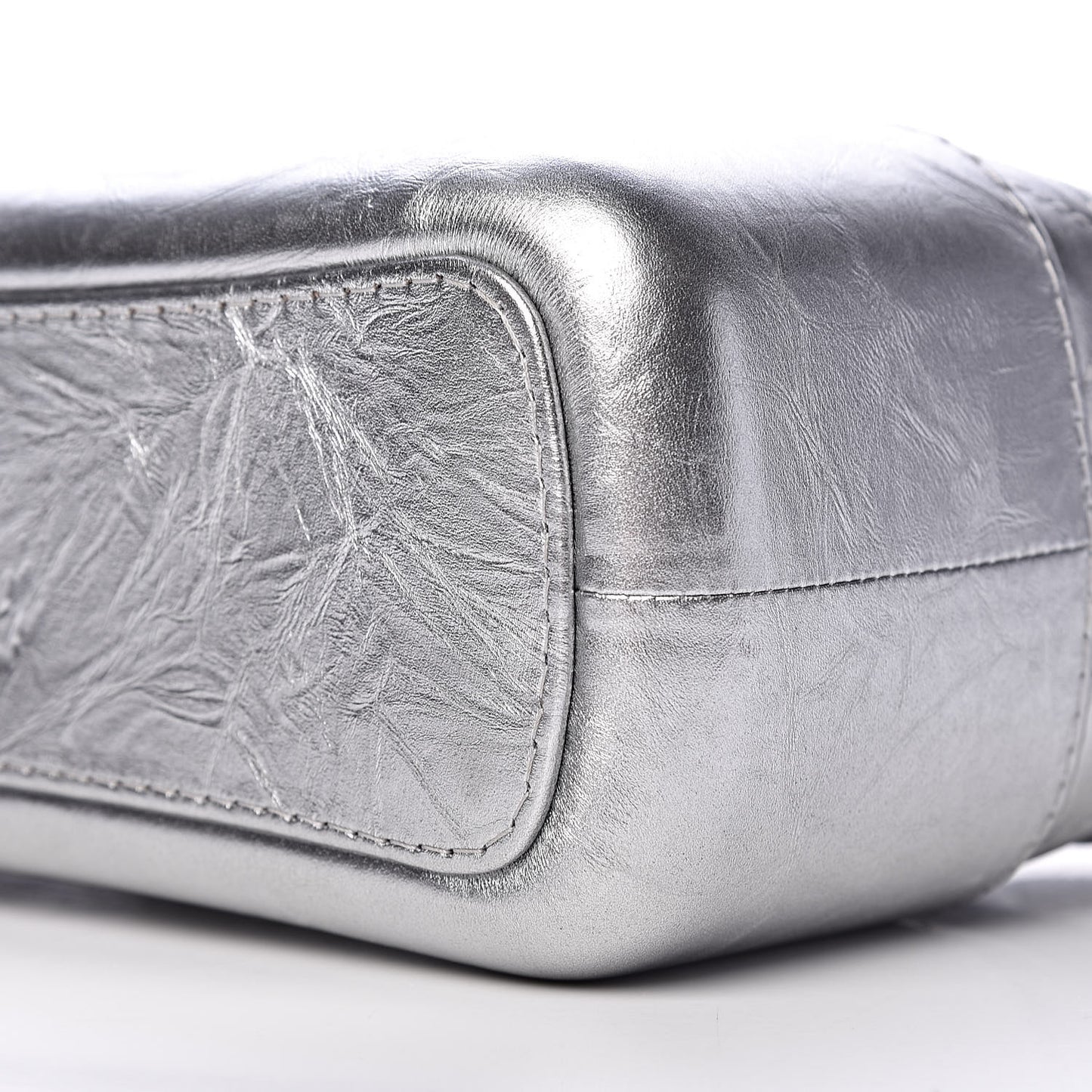 Metallic Lambskin Calfskin Quilted Medium Gabrielle Hobo Silver