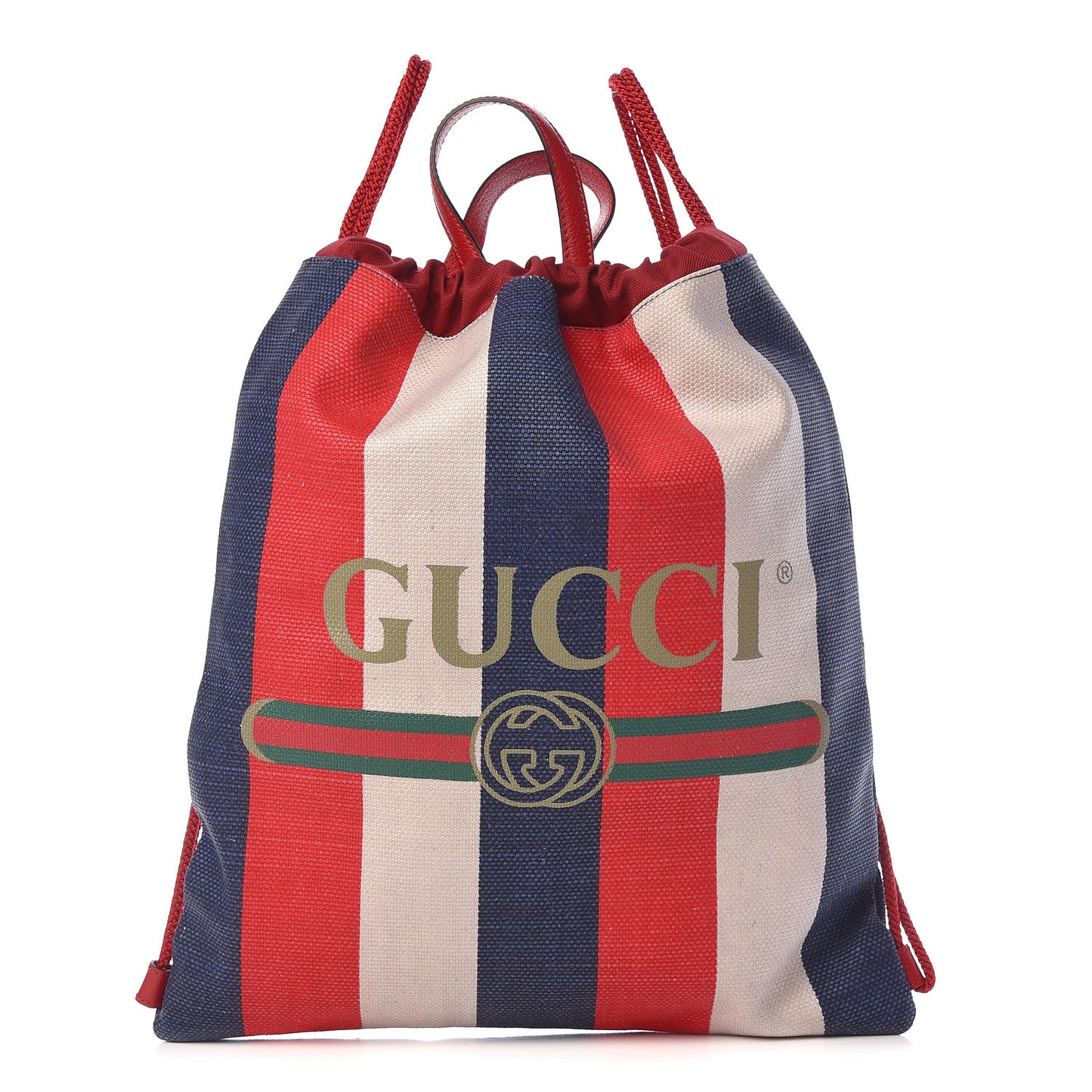 Canvas Logo Sylvie Stripe Drawstring Backpack Red