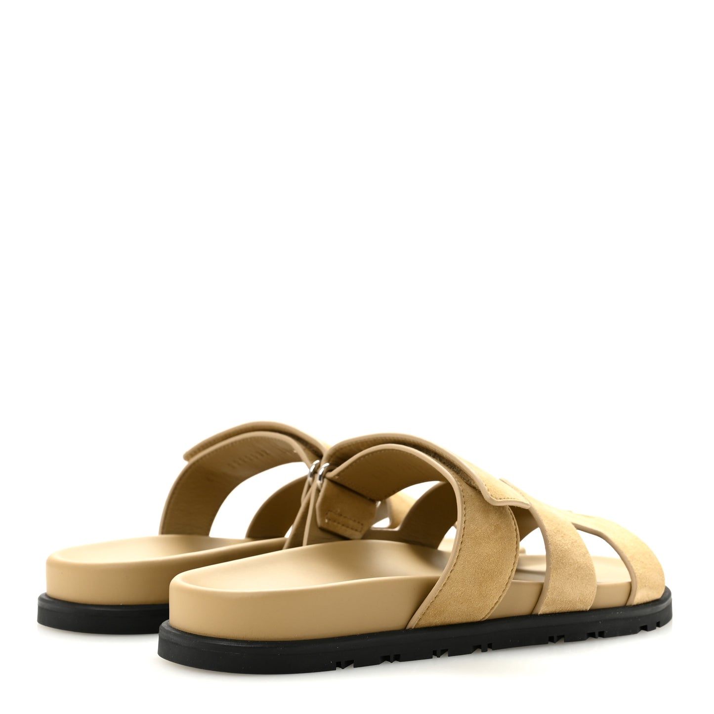 Suede Goatskin Womens Chypre Sandals 37.5 Beige Lin