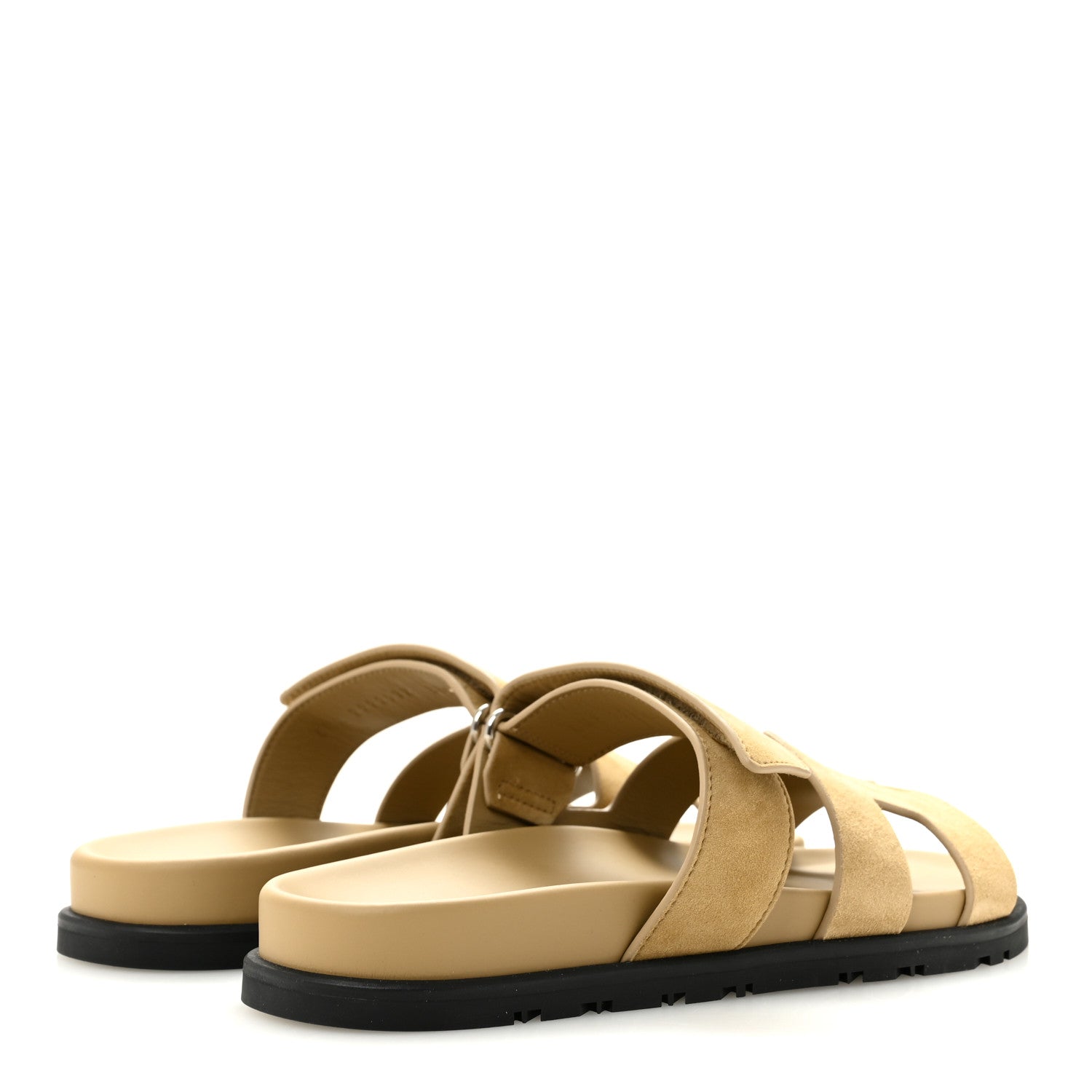 Hermes Suede Goatskin Womens Chypre Sandals 37.5 Beige Lin 5 of 10