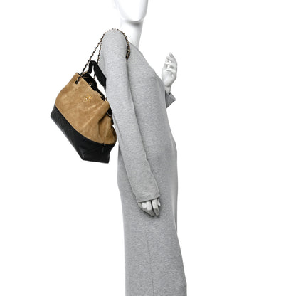 Chanel Suede Calfskin Shiny Lambskin Quilted Small Coco Base Shopping Bag Beige Black 2 of 10