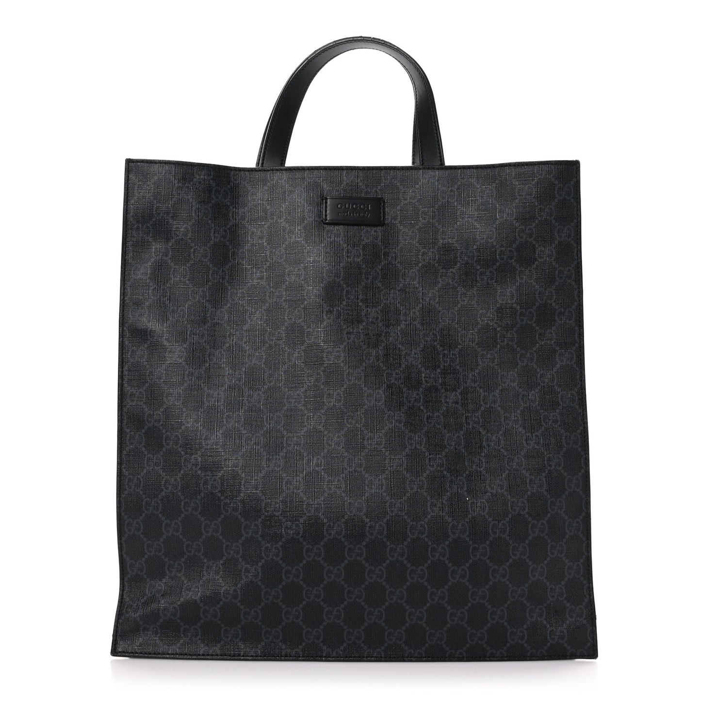 Soft GG Supreme Monogram Appia Calfskin Web Vertical Tote Black