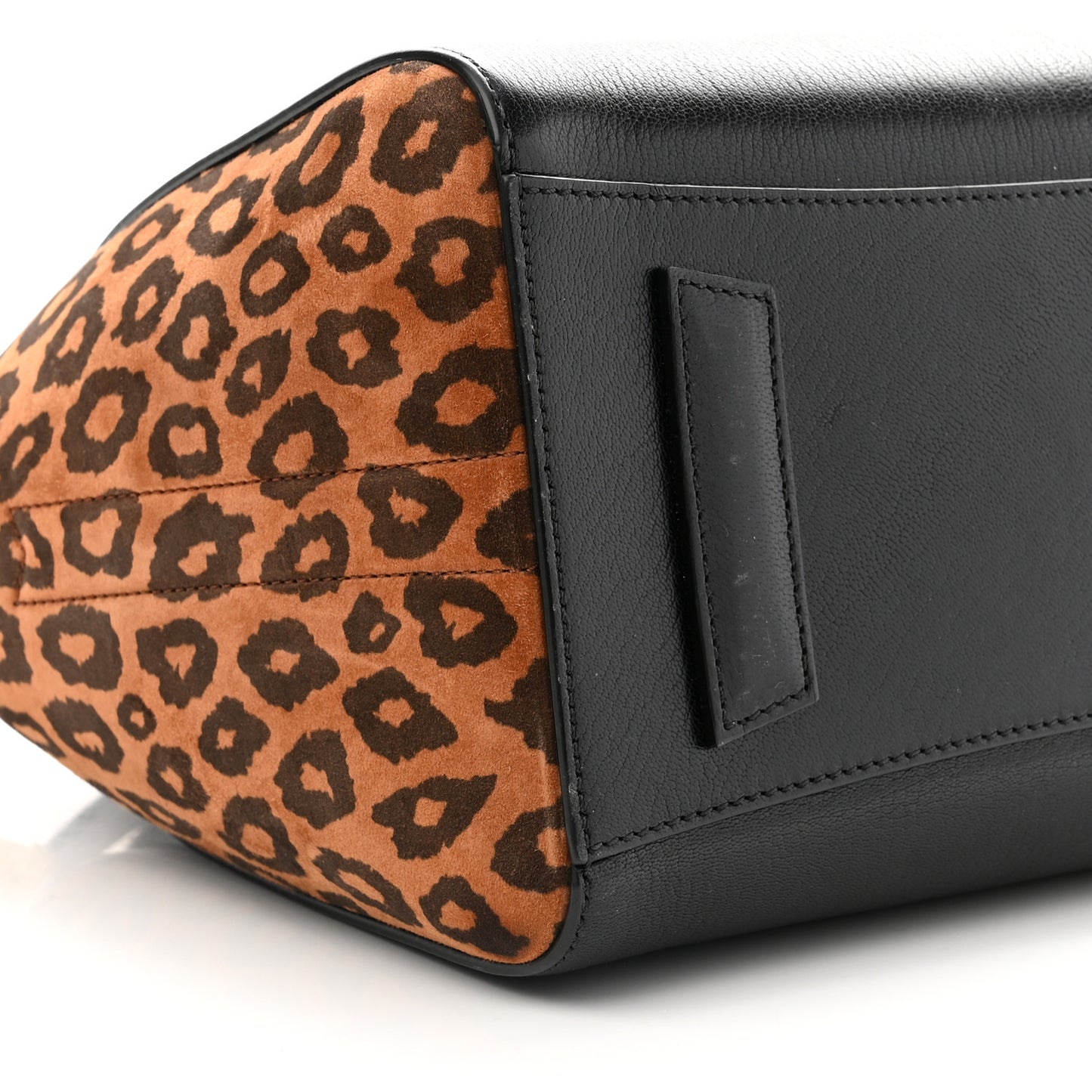 Calfskin Suede Leopard Print Small Antigona Black