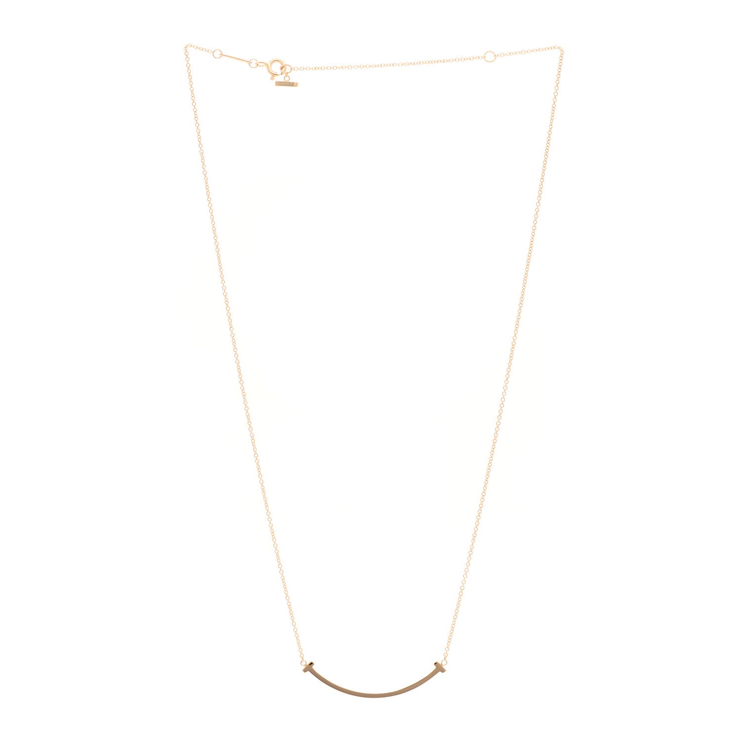 Tiffany 18K Rose Gold Small T Smile Pendant Necklace 3 of 4