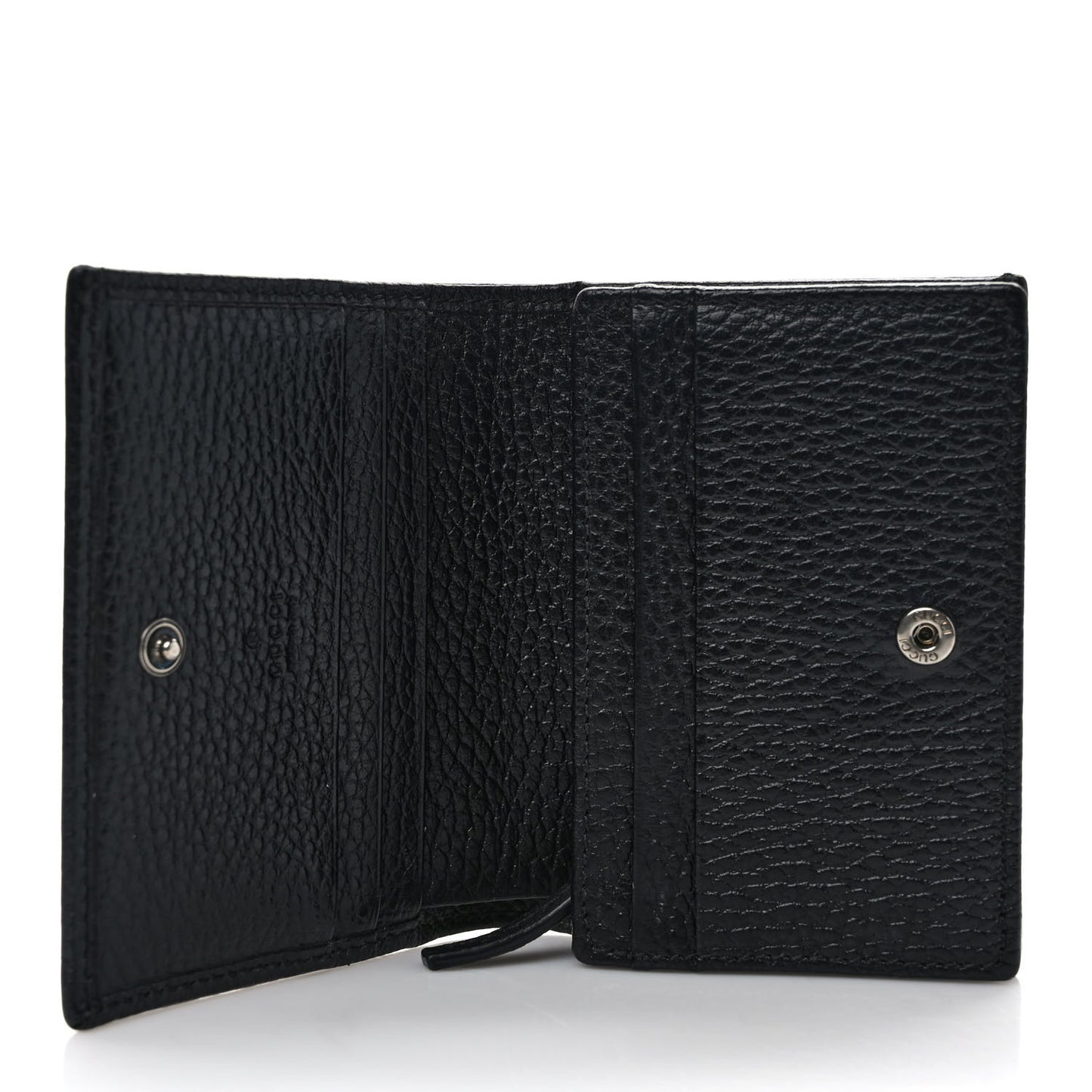 Dollar Calfskin Enamel Monochrome GG Marmont Card Case Black