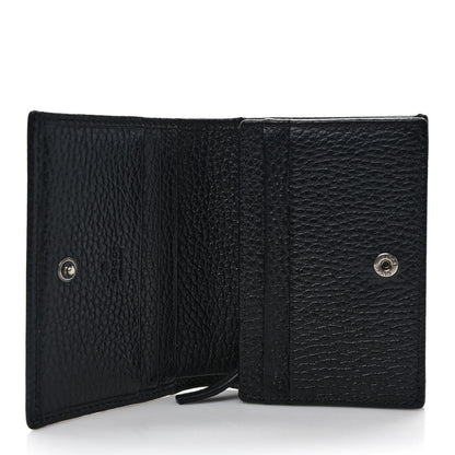 Gucci Dollar Calfskin Enamel Monochrome GG Marmont Card Case Black 5 of 8
