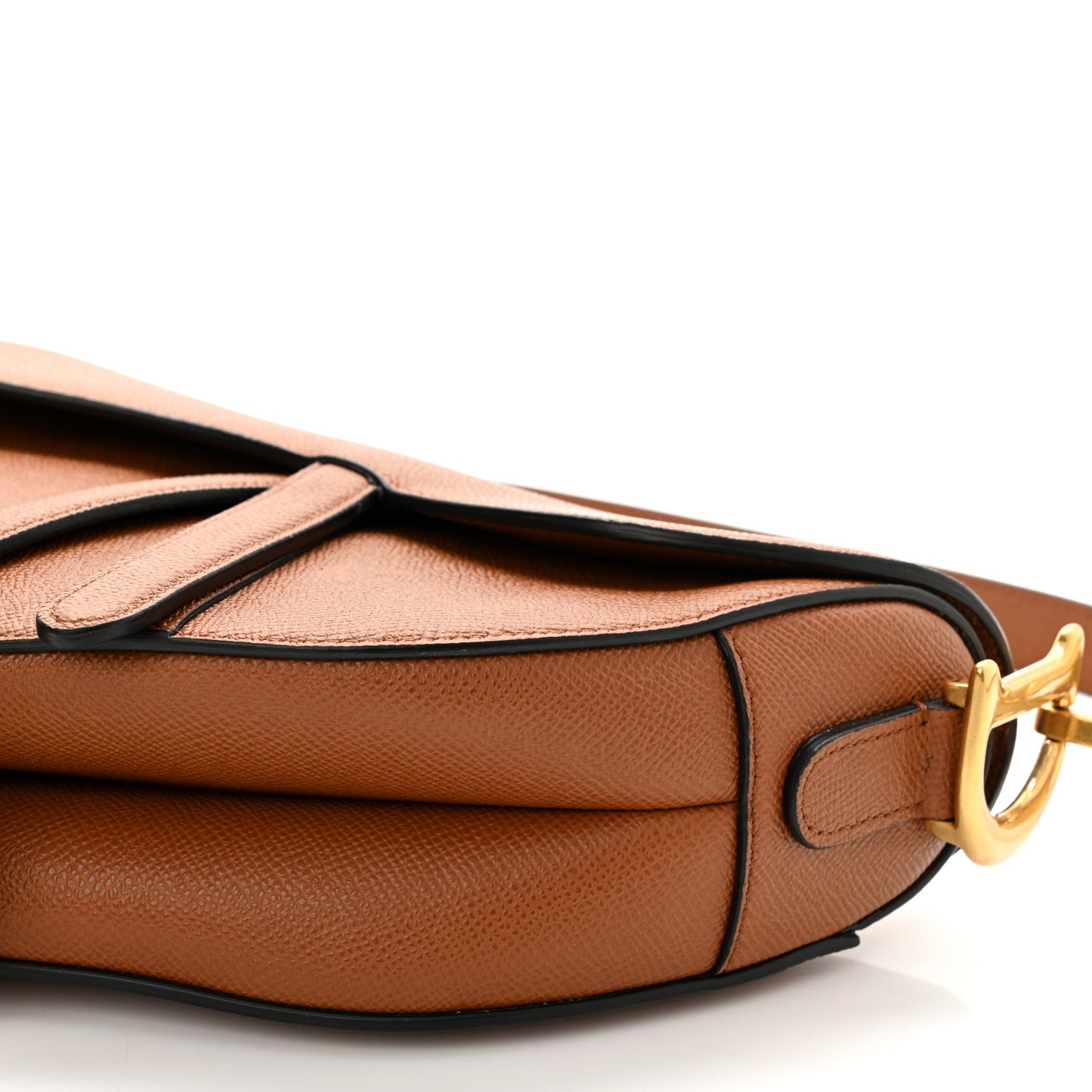 Grained Calfskin Saddle Bag With Strap Camello