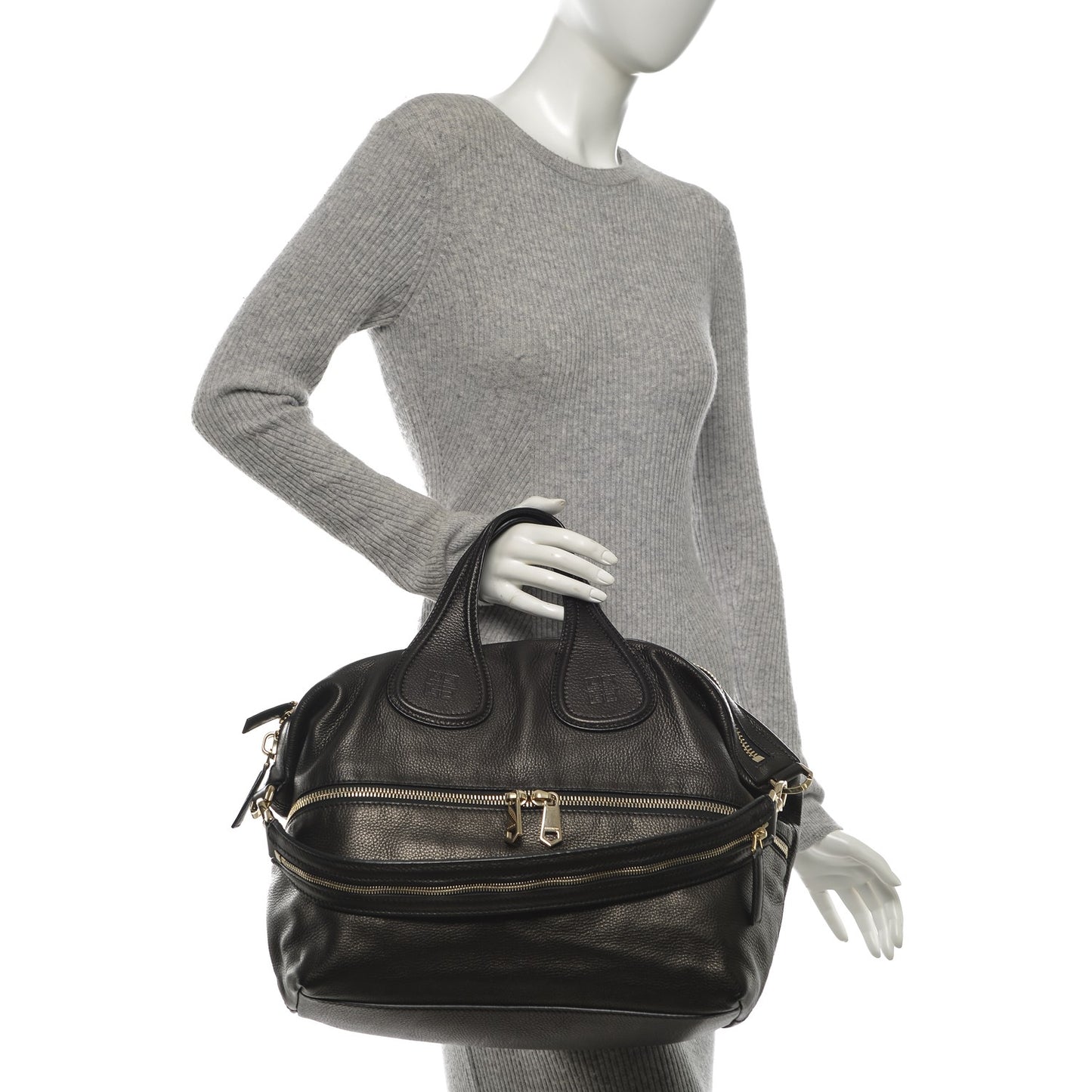 Grained Calfskin Medium Zip Animation Nightingale Black