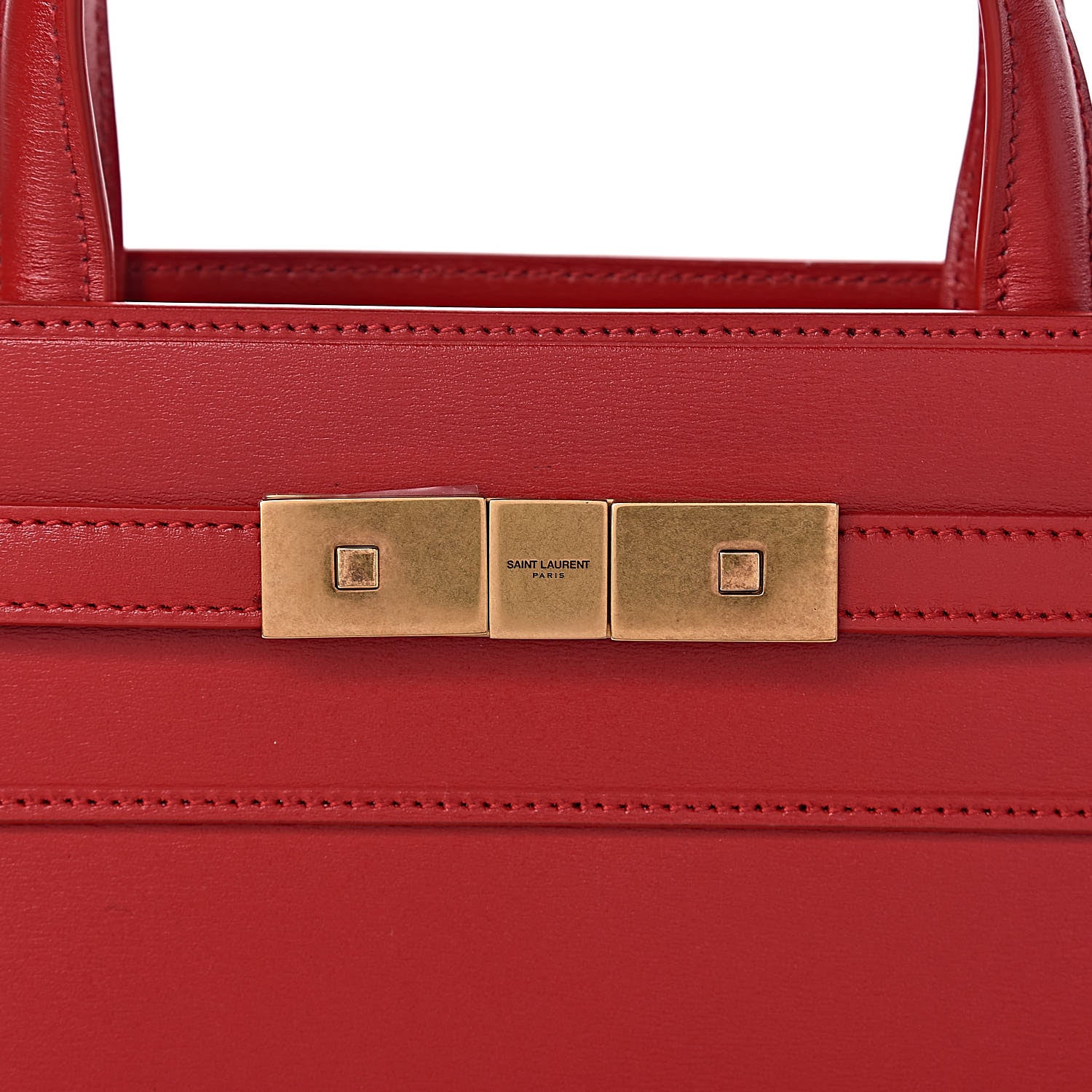 Saint Laurent Calfskin Small Manhattan Shopper Tote Red 9 of 9