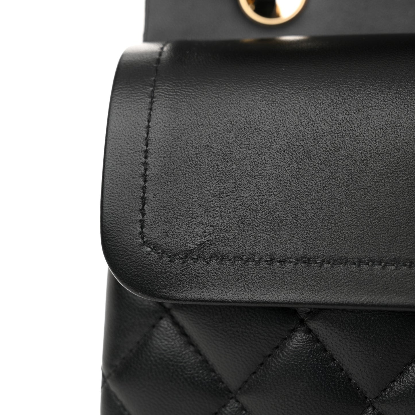 Lambskin Quilted Small Double Flap Black