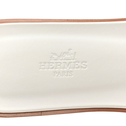 Hermes Box Calfskin Oran Sandals 39 White 7 of 8