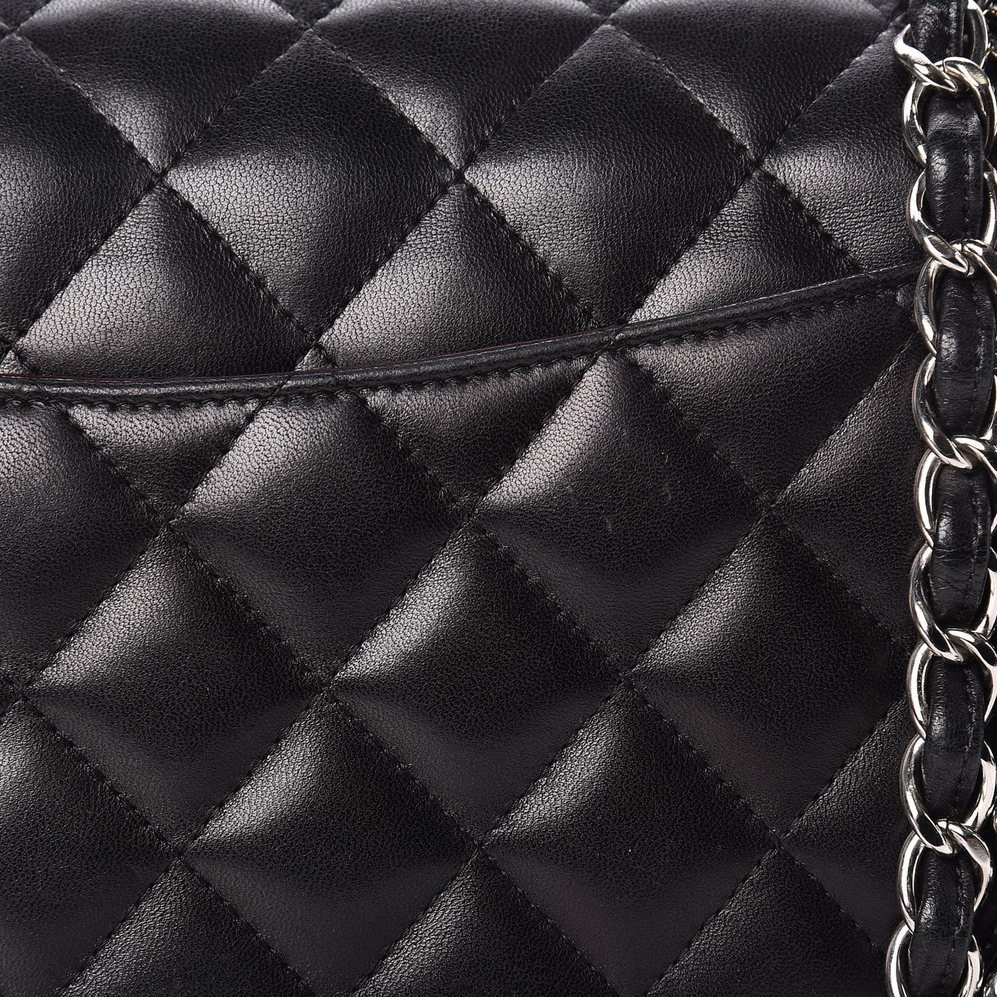 Lambskin Quilted Jumbo Double Flap Black