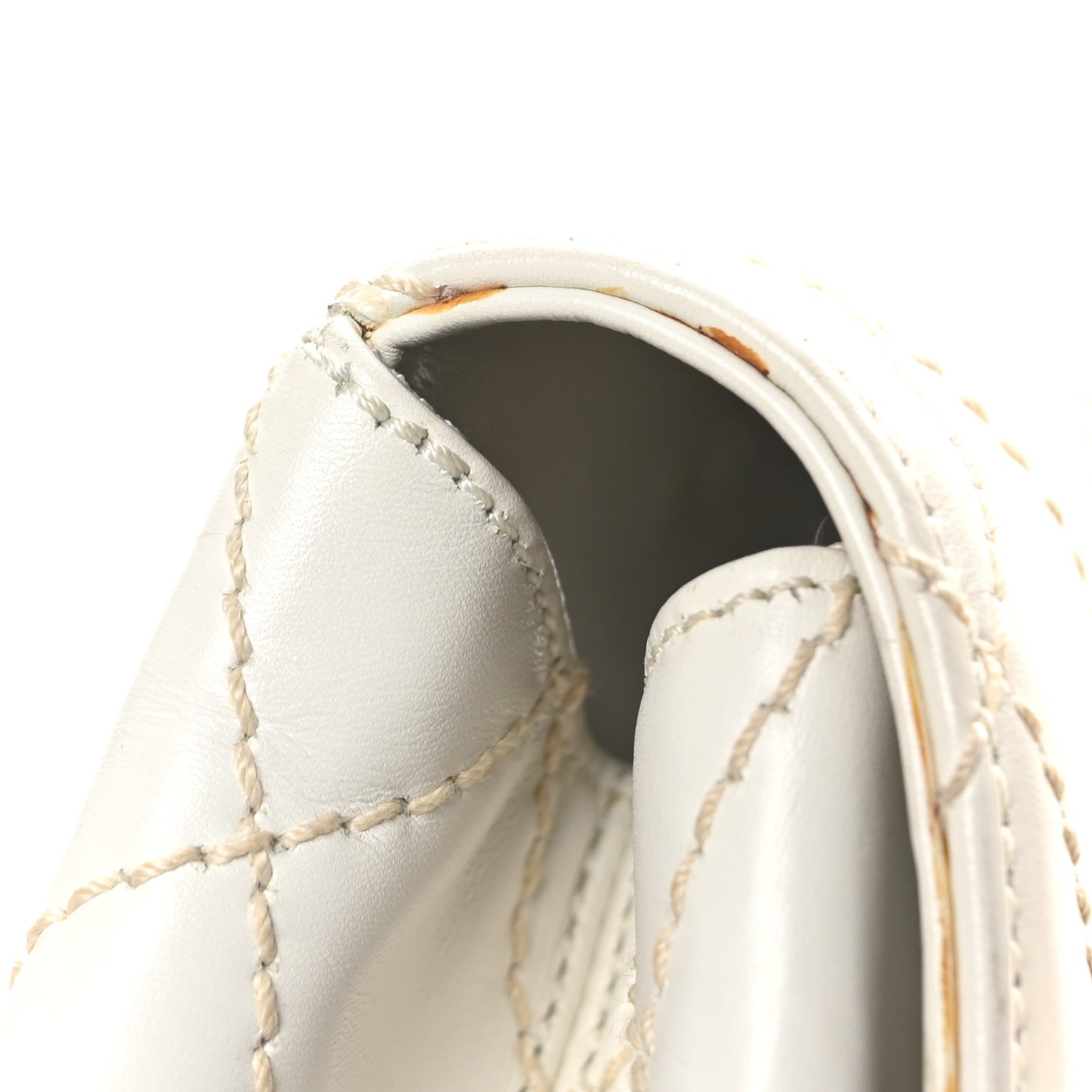 Calfskin Wild Stitch Shoulder Bag White