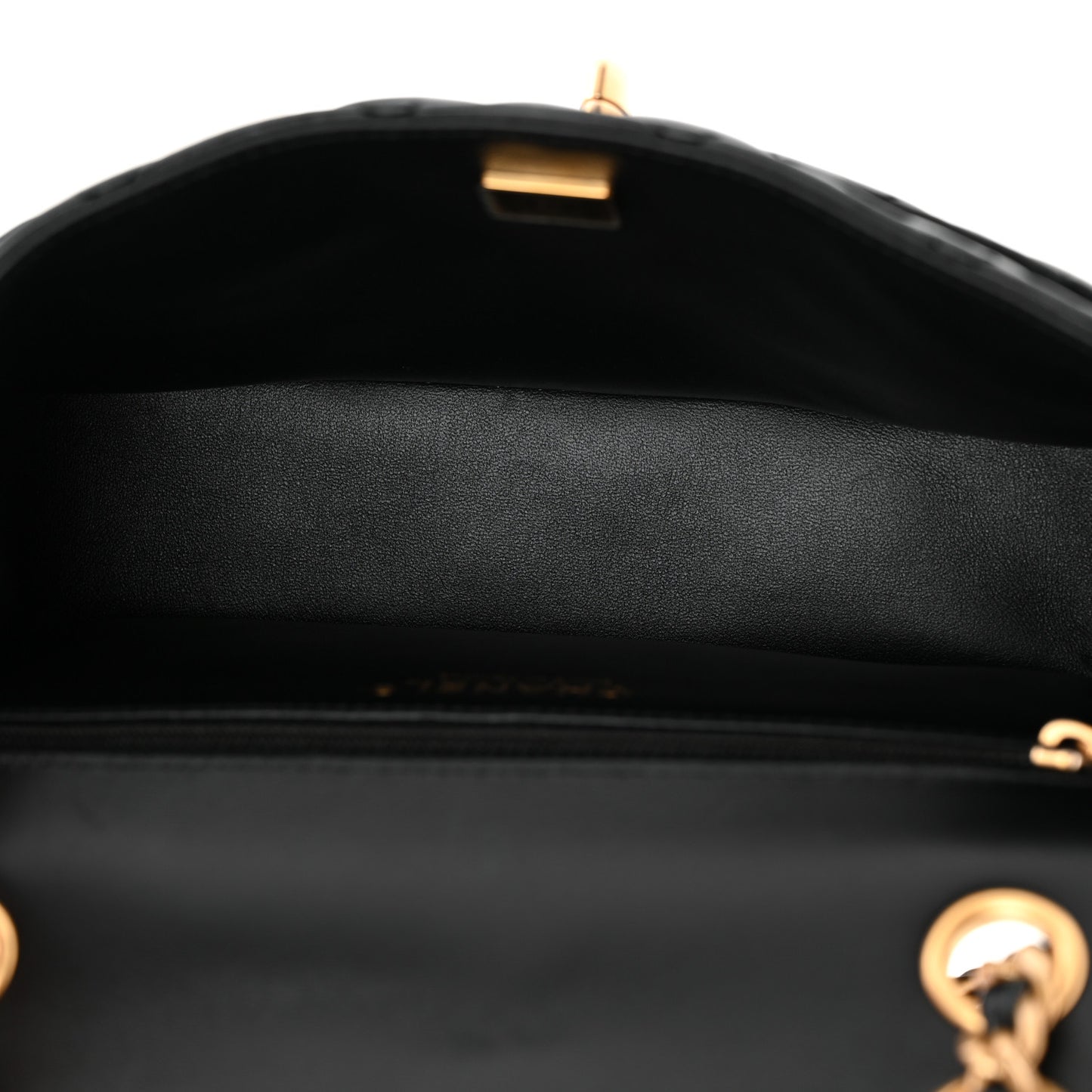 Shiny Lambskin Quilted Small Maxi CC Flap Black