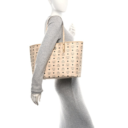MCM Visetos Medium Anya Top Zip Shopper Tote Beige 3 of 13