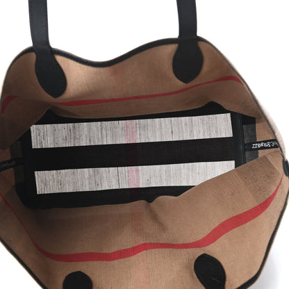 Burberry Coated Canvas Mega Check Medium Doodle Tote Black 5 of 10