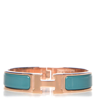 Hermes Enamel Narrow Clic Clac H Bracelet PM Bleu Canard 1 of 5