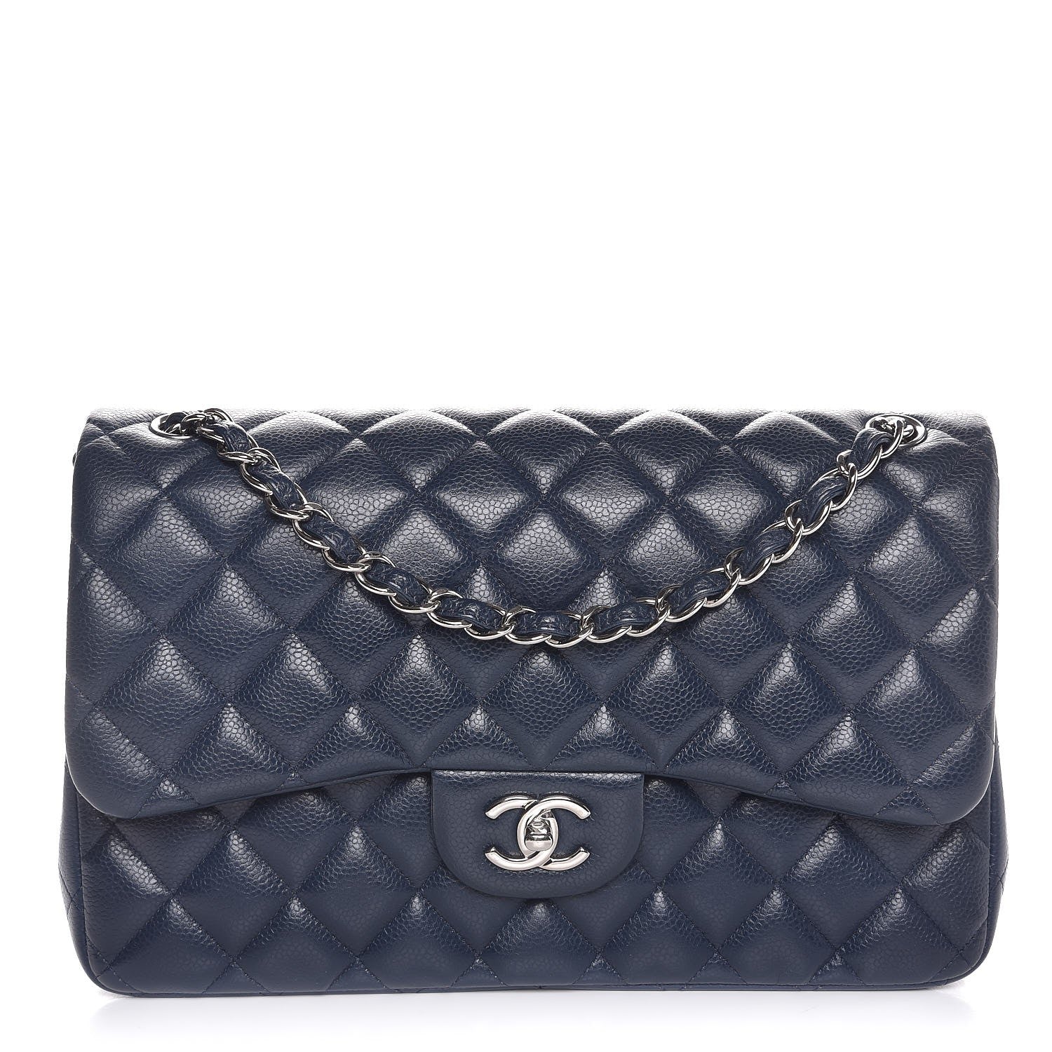 Chanel Caviar Quilted Jumbo Double Flap Navy Blue 1 of 7