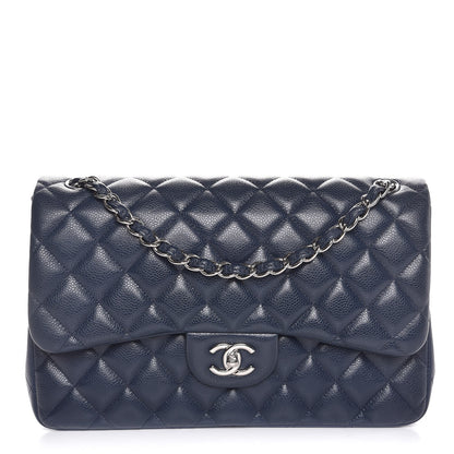 Chanel Caviar Quilted Jumbo Double Flap Navy Blue 1 of 7
