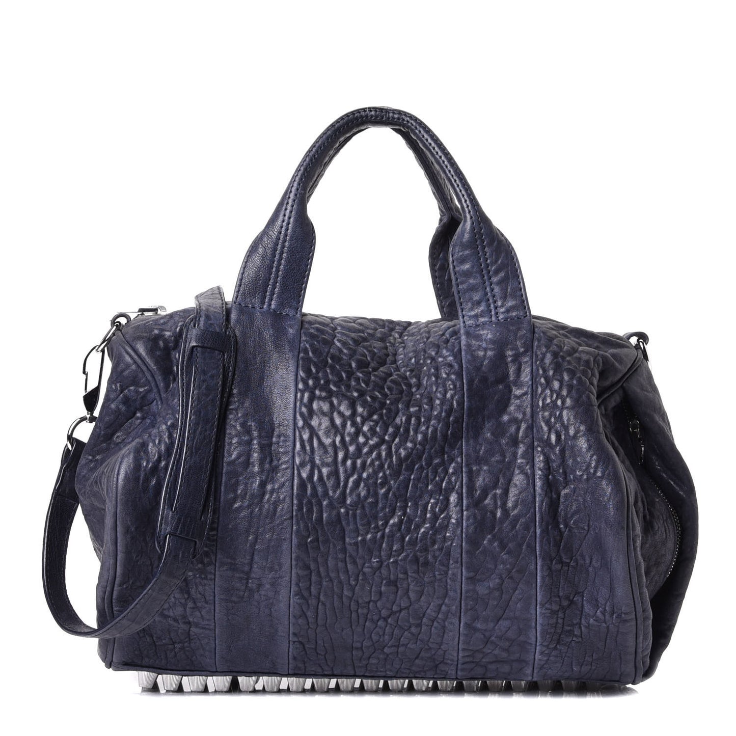 Pebbled Lambskin Rocco Nickel Hardware Dark Blue