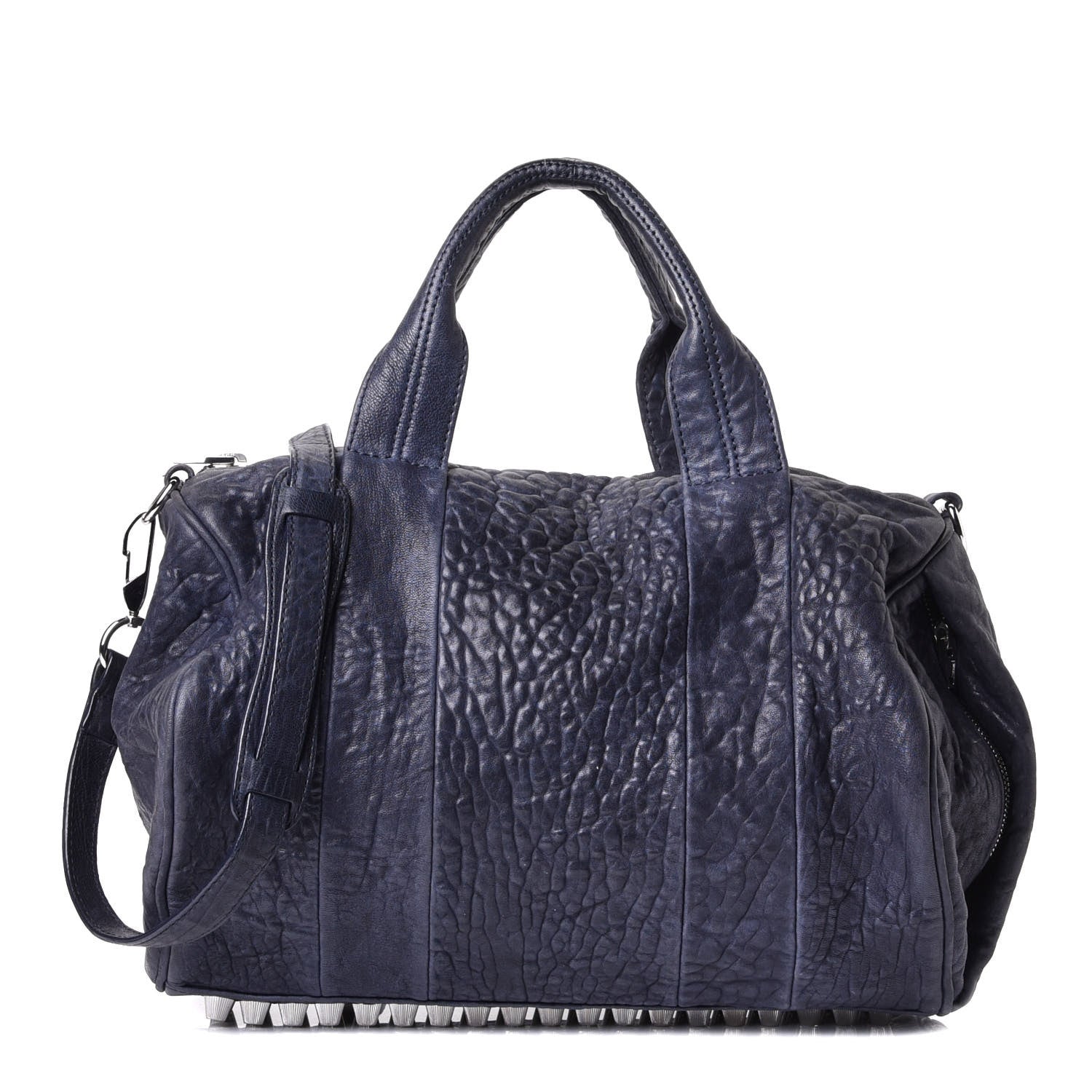 Alexander Wang Pebbled Lambskin Rocco Nickel Hardware Dark Blue 1 of 5