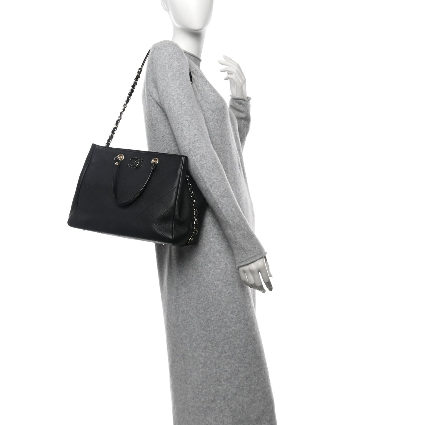 Bullskin Stitched Medium Shopping Bag Black