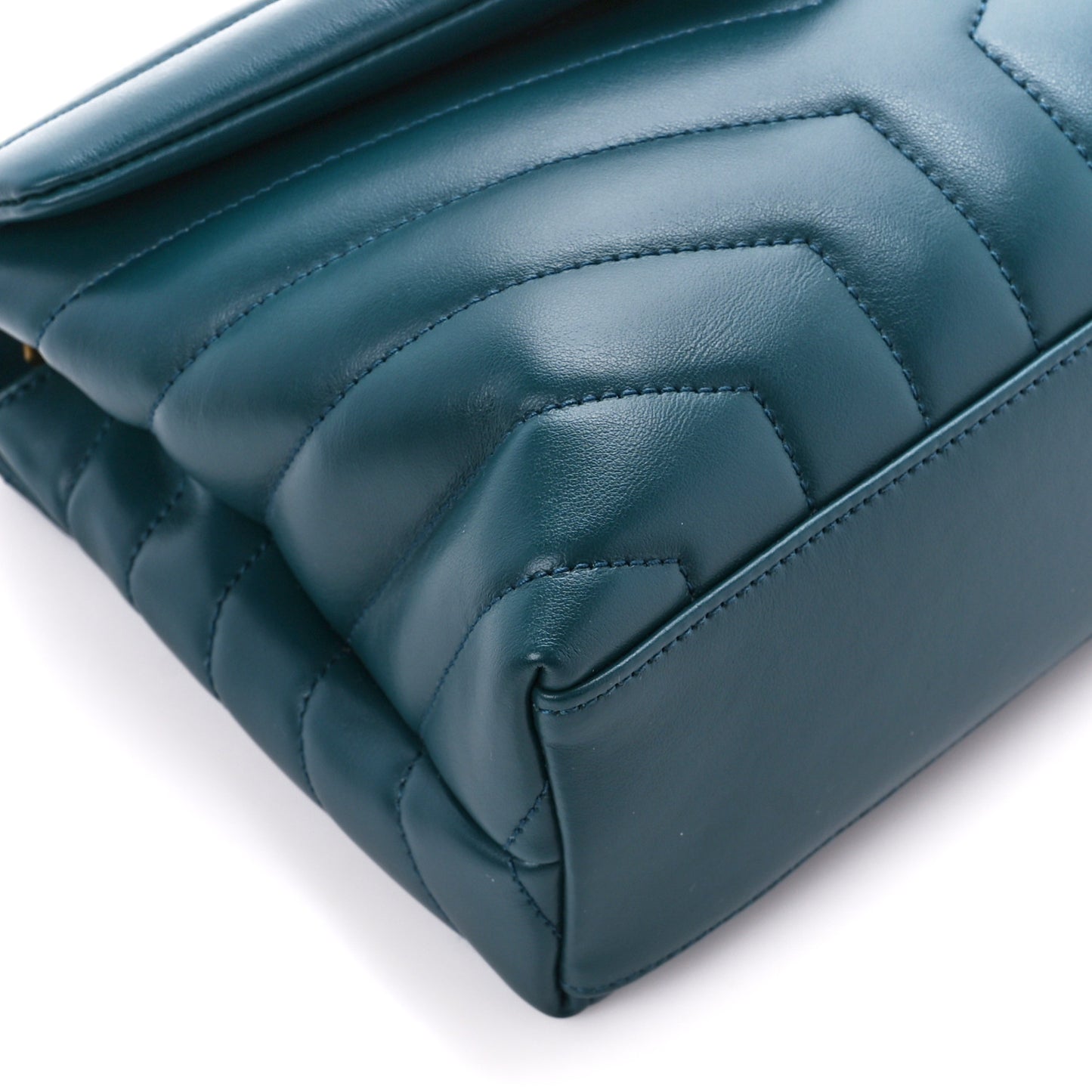 Calfskin Y Quilted Monogram Small Loulou Chain Satchel Green