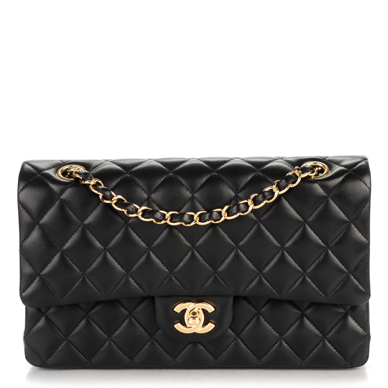 Chanel Lambskin Quilted Medium Double Flap Black 1 of 8