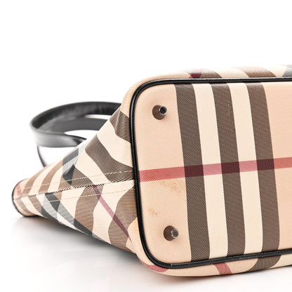 Burberry Nova Check Patent Trim Shopper Tote Black 10 of 11