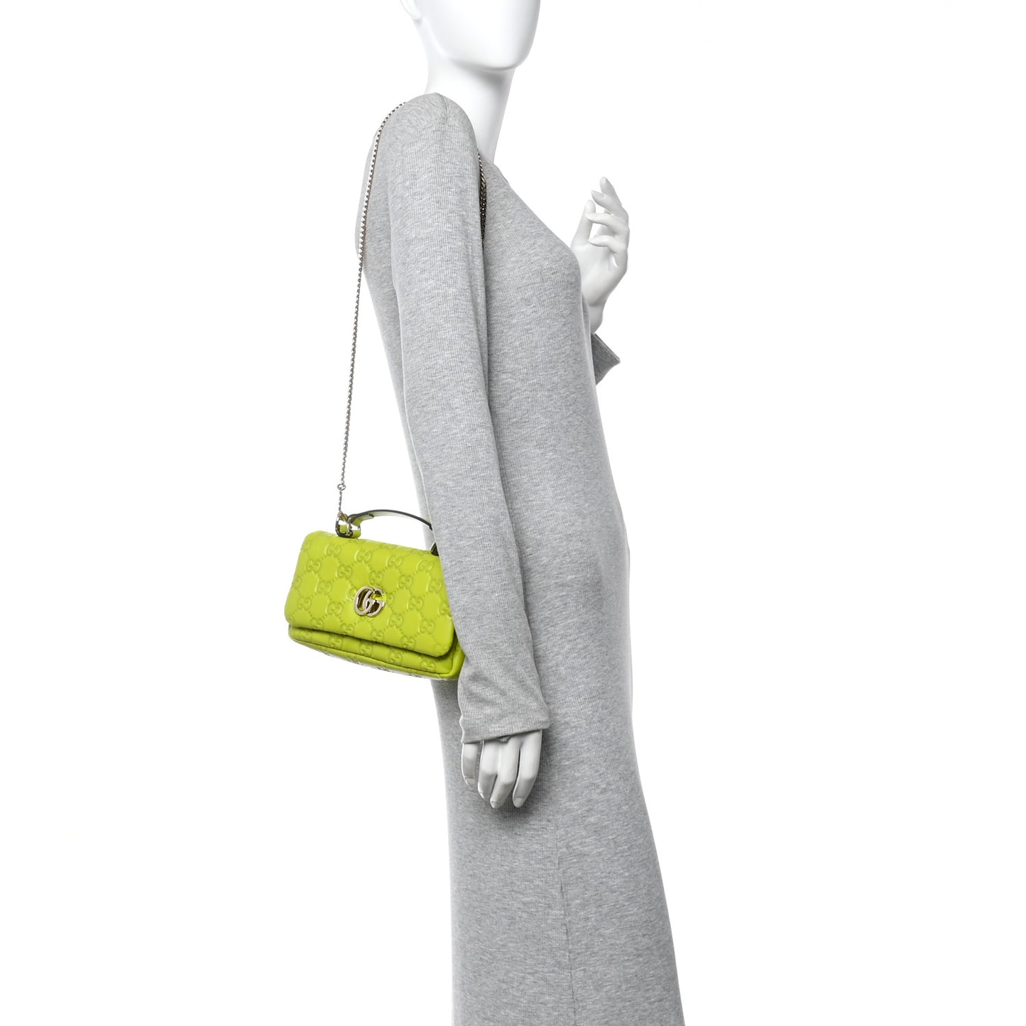 Lambskin Embossed Mini GG Milano Top Handle Shoulder Bag Light Green