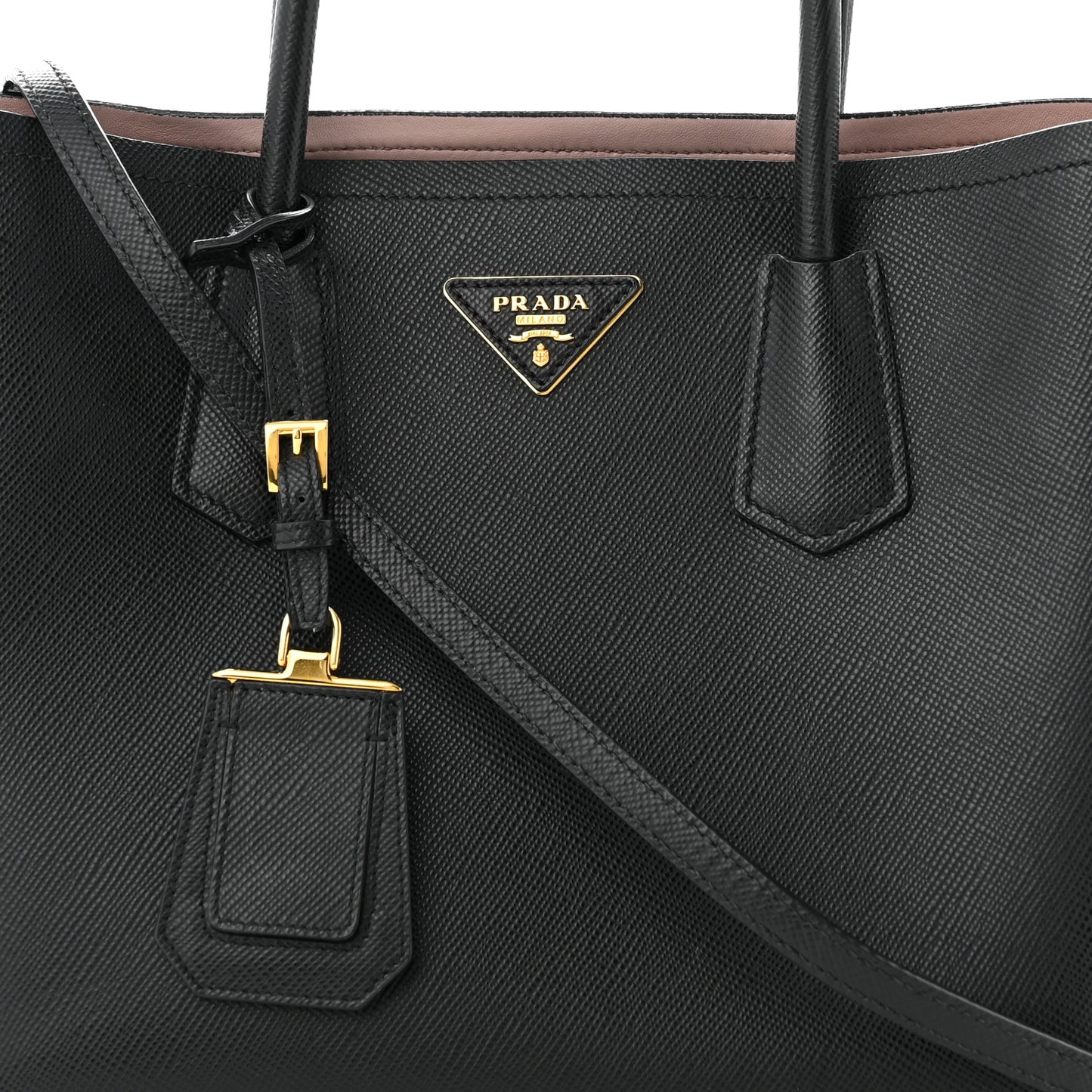 Saffiano Cuir Large Double Bag Black Mughetto