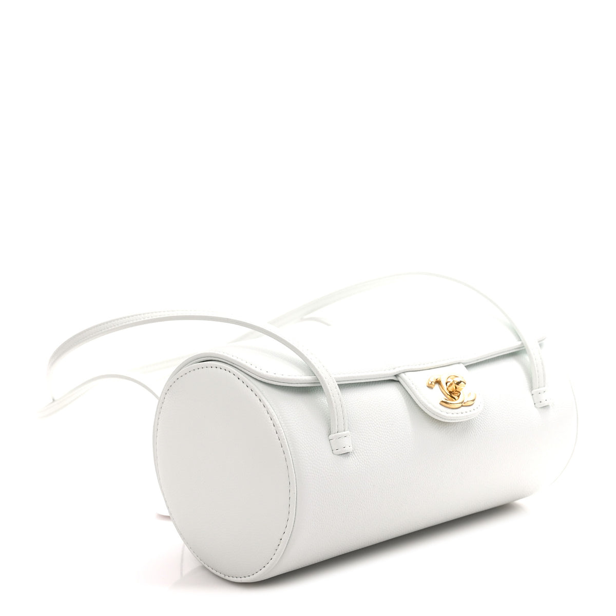 Shiny Caviar Preppy Coco Small Bowling Bag Light Blue