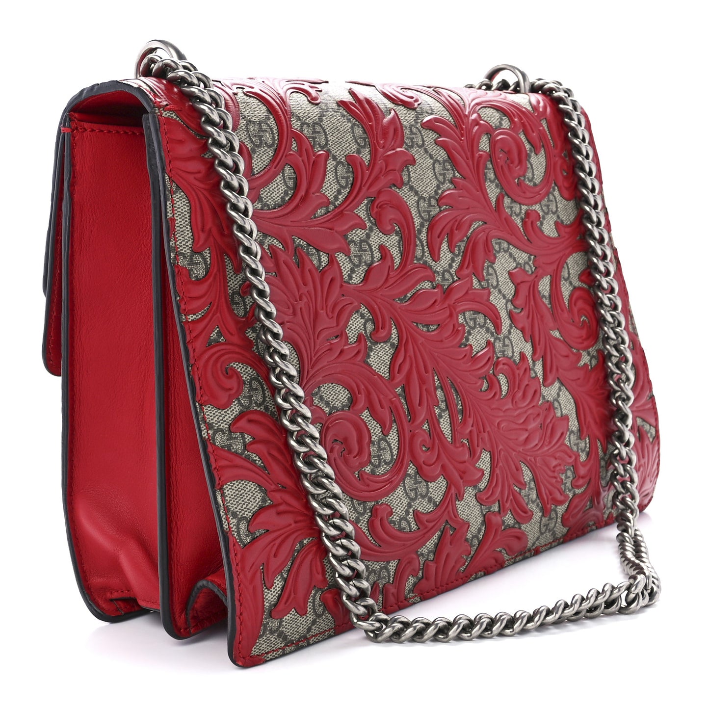 GG Supreme Monogram Arabesque Medium Dionysus Shoulder Bag Hibiscus Red