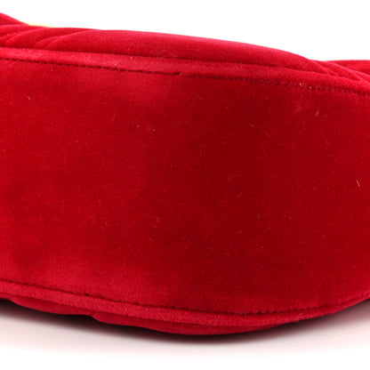 Gucci Velvet Matelasse Medium GG Marmont Shoulder Bag Hibiscus Red 8 of 17