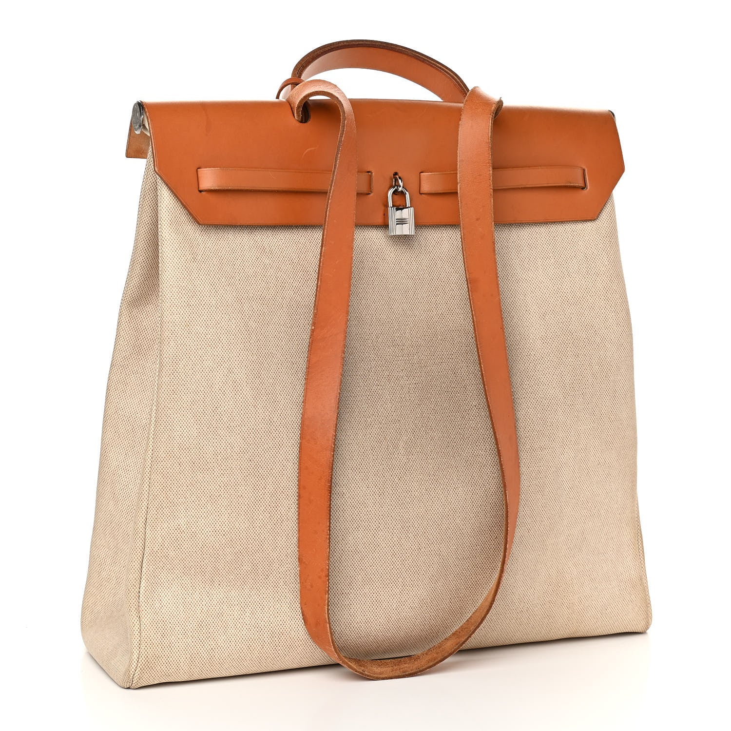 Hermes Vache Hunter Criss Viking Herbag a Dos Retourne Backpack Ecru Beige Naturel 3 of 16