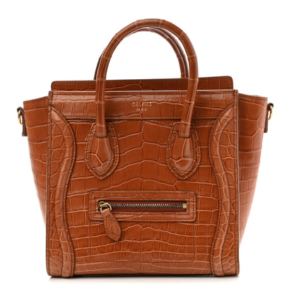 Celine Crocodile Nano Luggage Brown 1 of 11