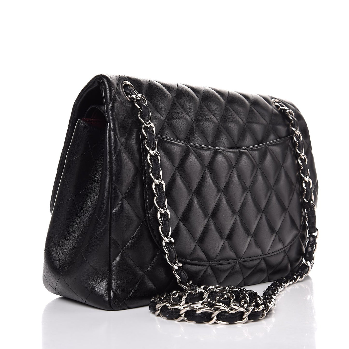 Lambskin Quilted Jumbo Double Flap Black