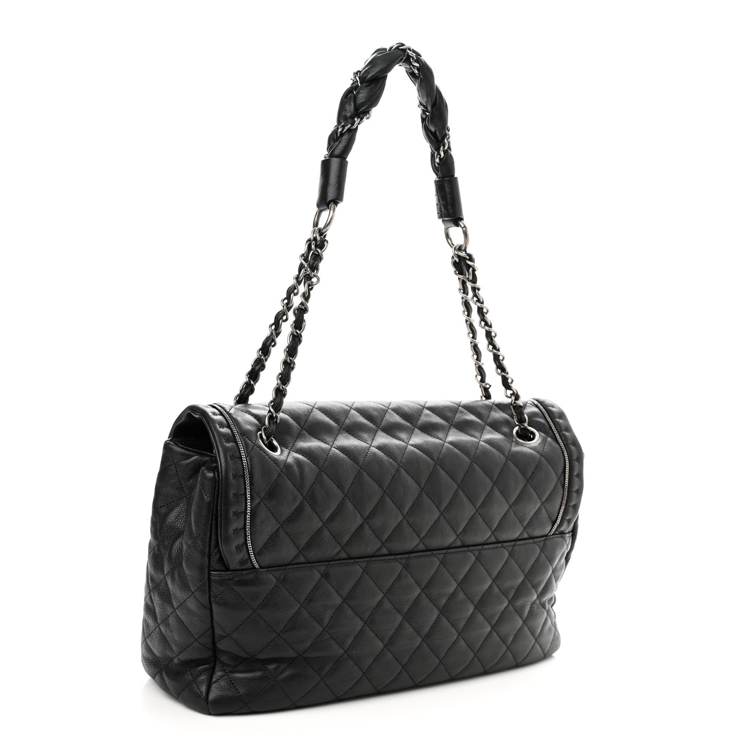 Calfskin Quilted Large Istanbul Flap Black