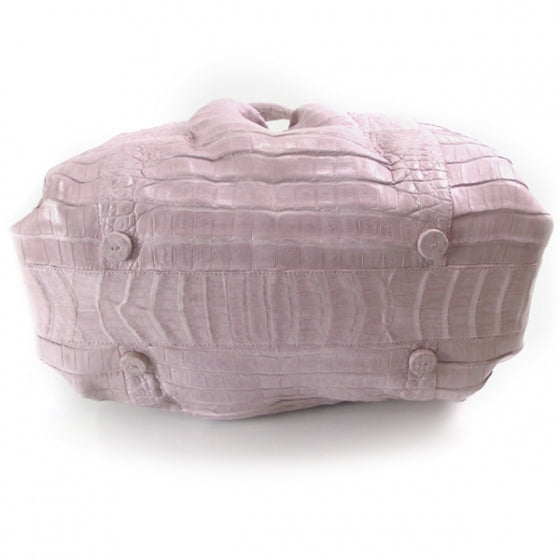 Nancy Gonzalez Crocodile Ruched Satchel Lilac 4 of 9