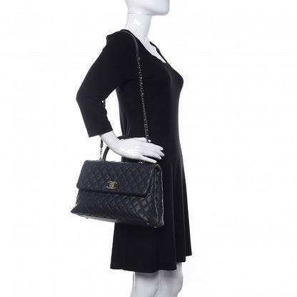 Chanel Caviar Quilted Medium Coco Handle Flap Navy Blue 2 of 10