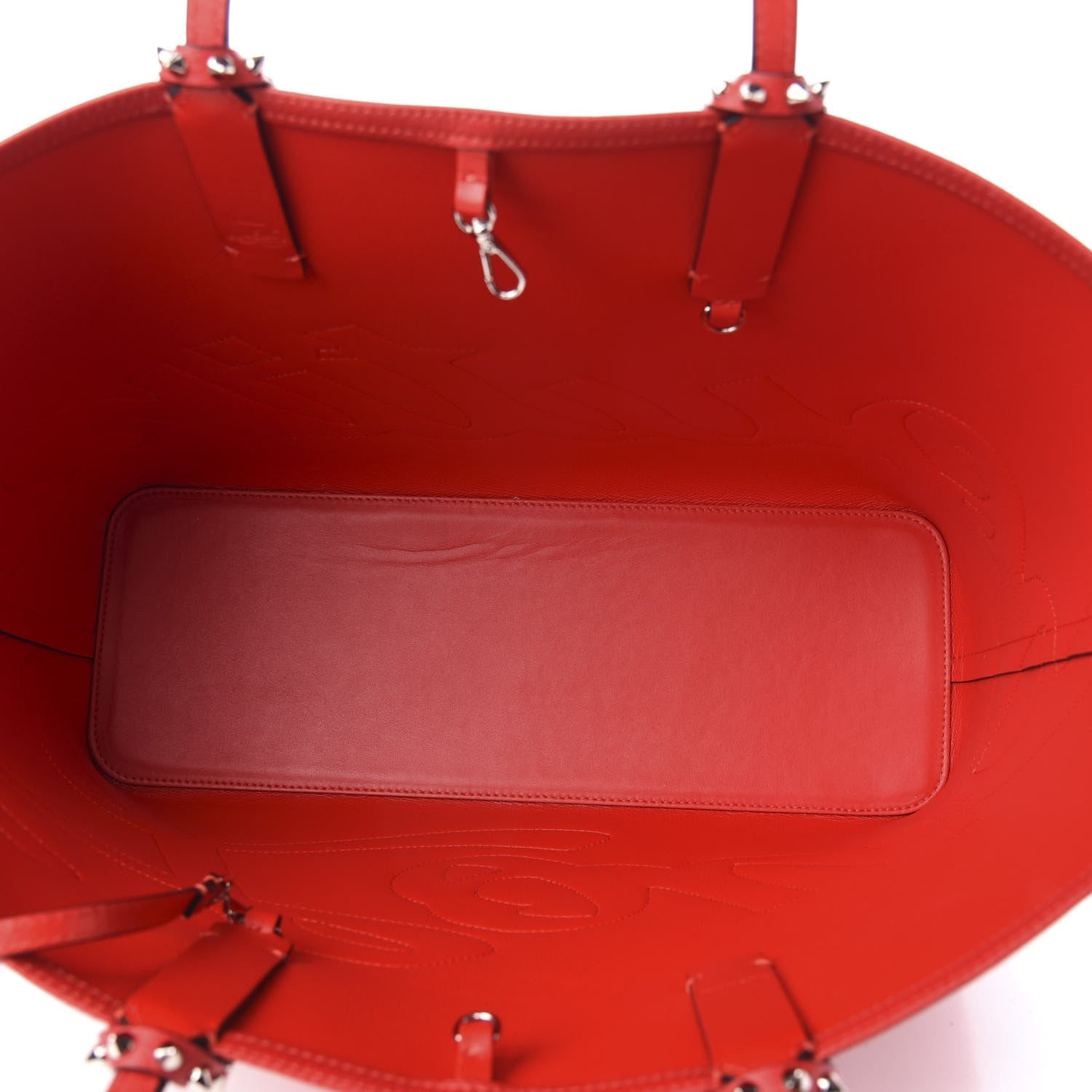Christian Louboutin Calfskin Patent Logo Spikes East West Cabata Tote Red 6 of 14