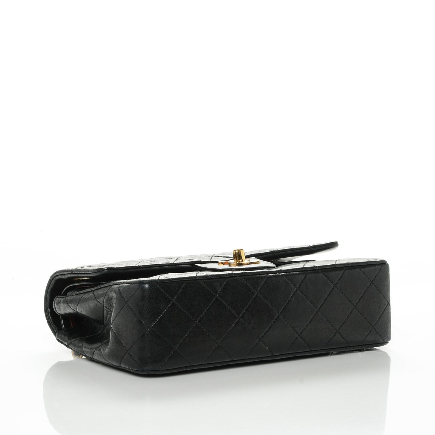 Lambskin Quilted Small Double Flap Black