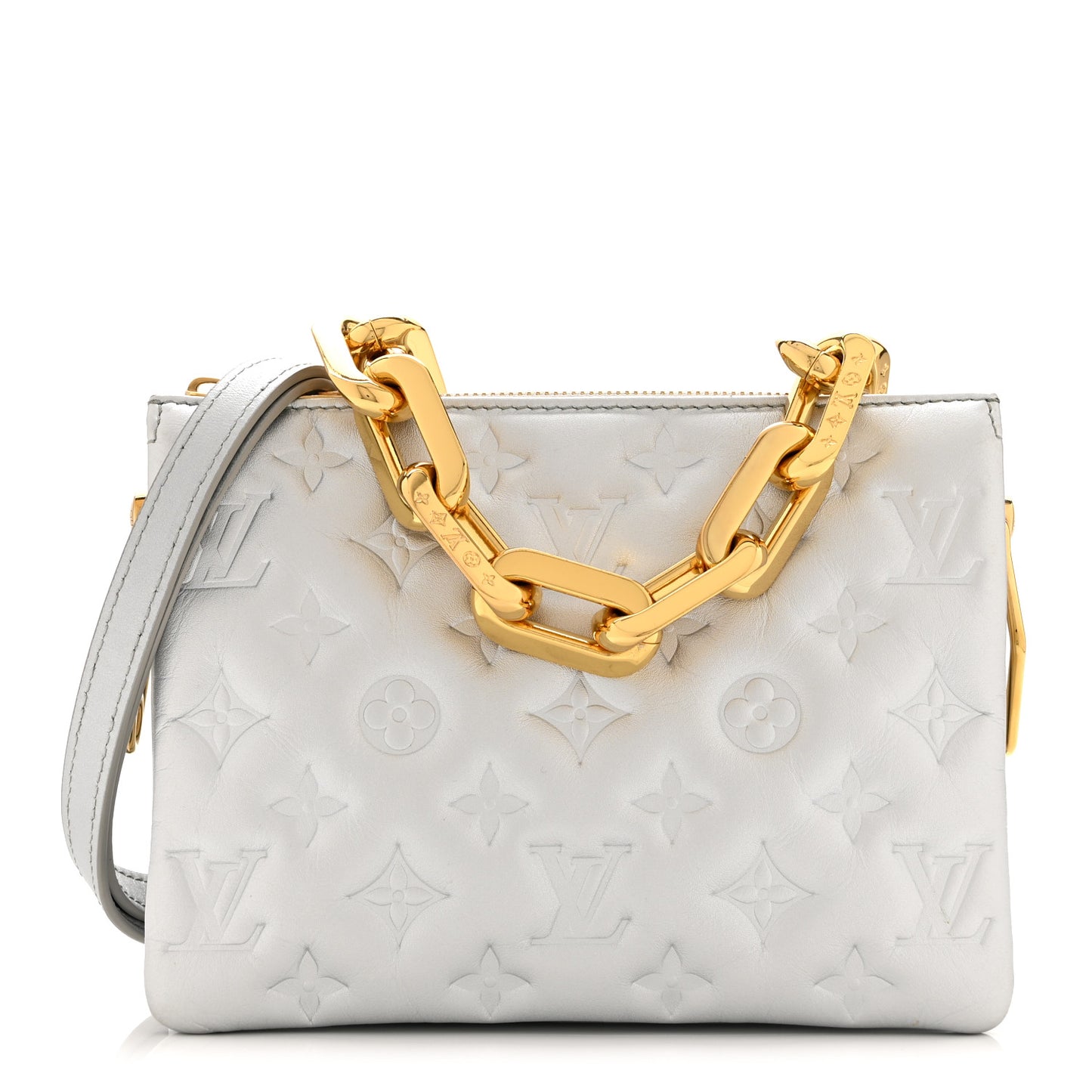 Lambskin Embossed Monogram Coussin BB Silver