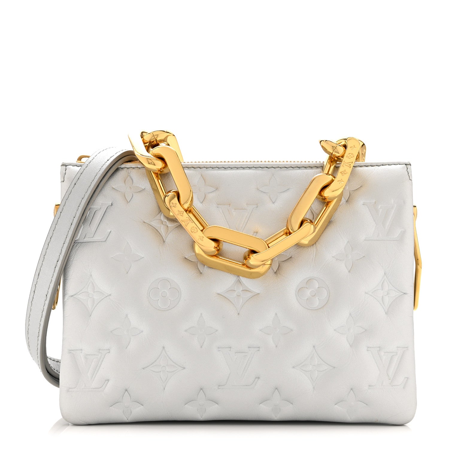 Louis Vuitton Lambskin Embossed Monogram Coussin BB Silver 1 of 12
