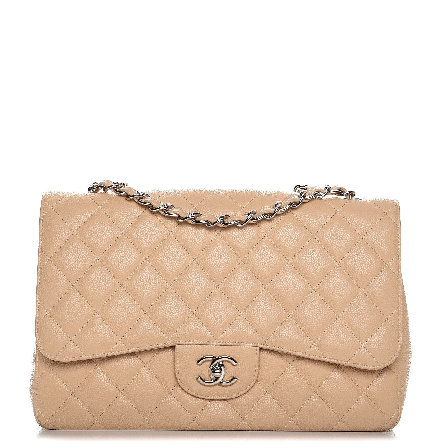 Chanel Caviar Quilted Jumbo Single Flap Beige Clair 1 of 11
