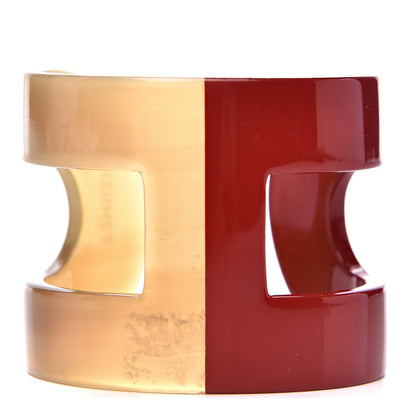 Hermes Lacquered Wood Buffalo Horn Ano Cuff PM Red 1 of 4
