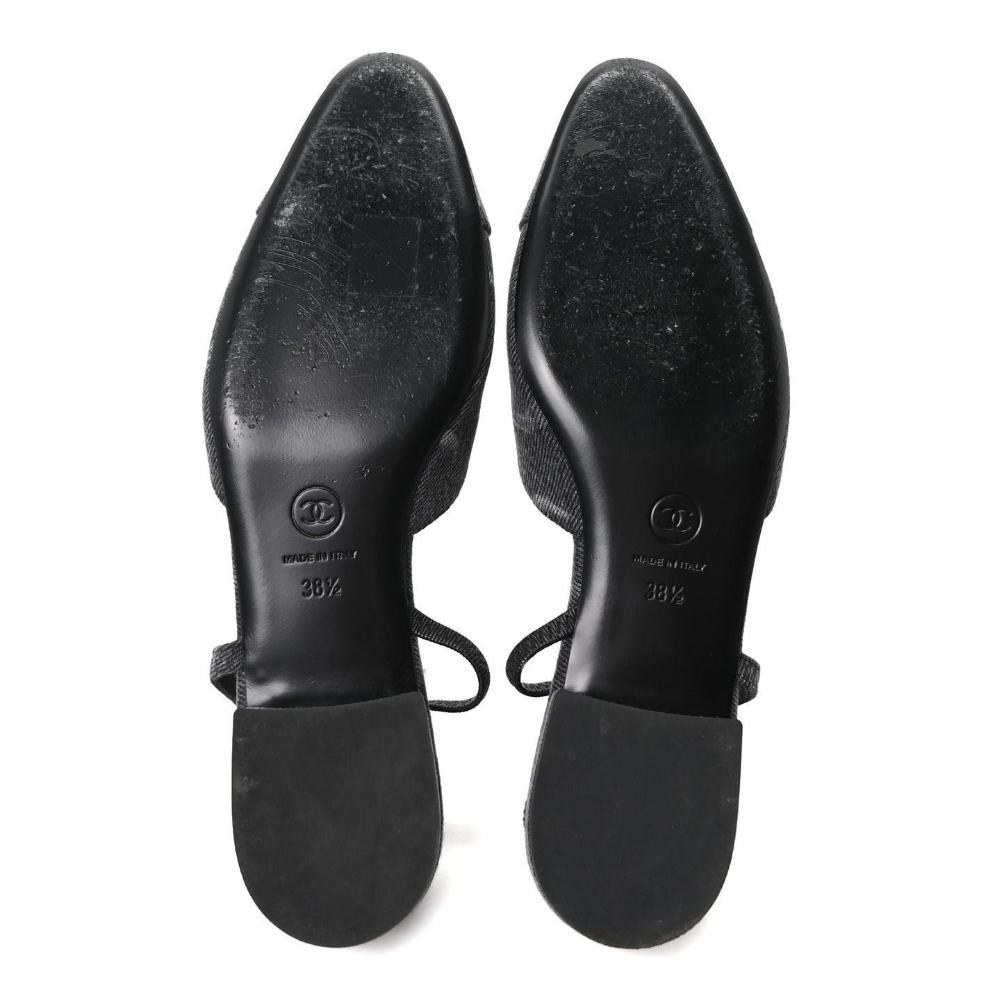 Denim Cap Toe CC Slingback Flats 38.5 Charcoal Black