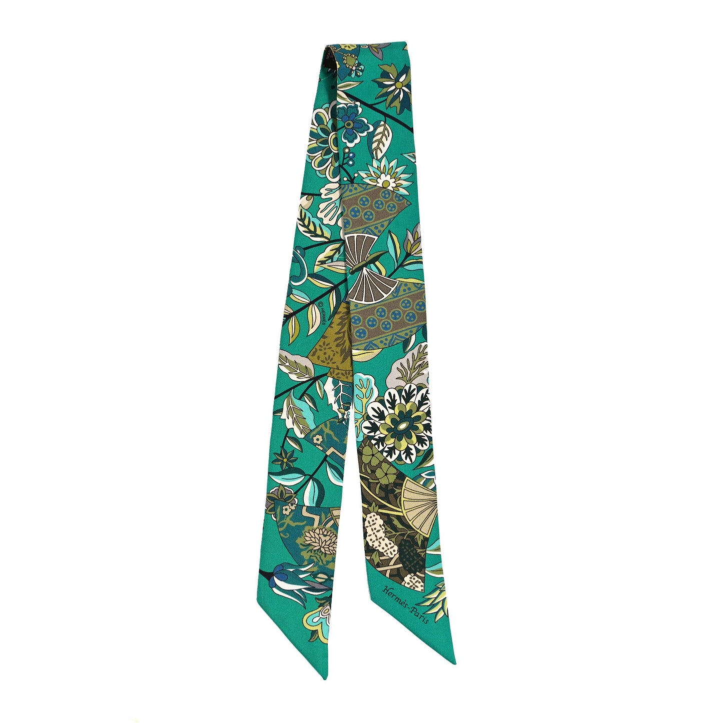 Silk Fleurs et Papillons de Tissus Twilly Vert Kaki Bronze